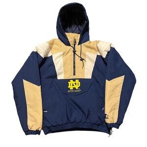 Vintage Starter Notre Dame Fighting‎ Irish Pullover Jacket Mens Medium 1/2 Zip